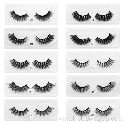 Custom Wholesale Black Cotton Band Natural Mink Eyelashes